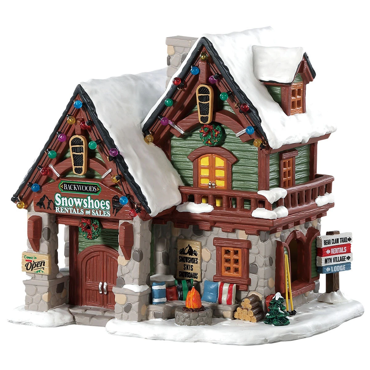 Lemax Backwoods Snowshoe Rental Shop Led - 85328 3 Lemax Backwoods Snowshoe Rental Shop Led - 85328