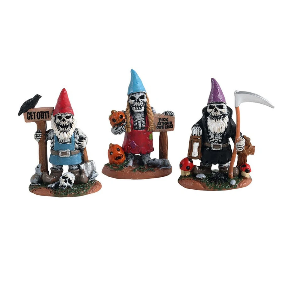 Lemax Skeleton Garden Gnomes, Set Di 3 - 14832 3 Lemax Skeleton Garden Gnomes, Set Di 3 - 14832