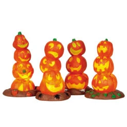 Lemax Light Up Pumpkin Stack, Set Di 4 - 34623