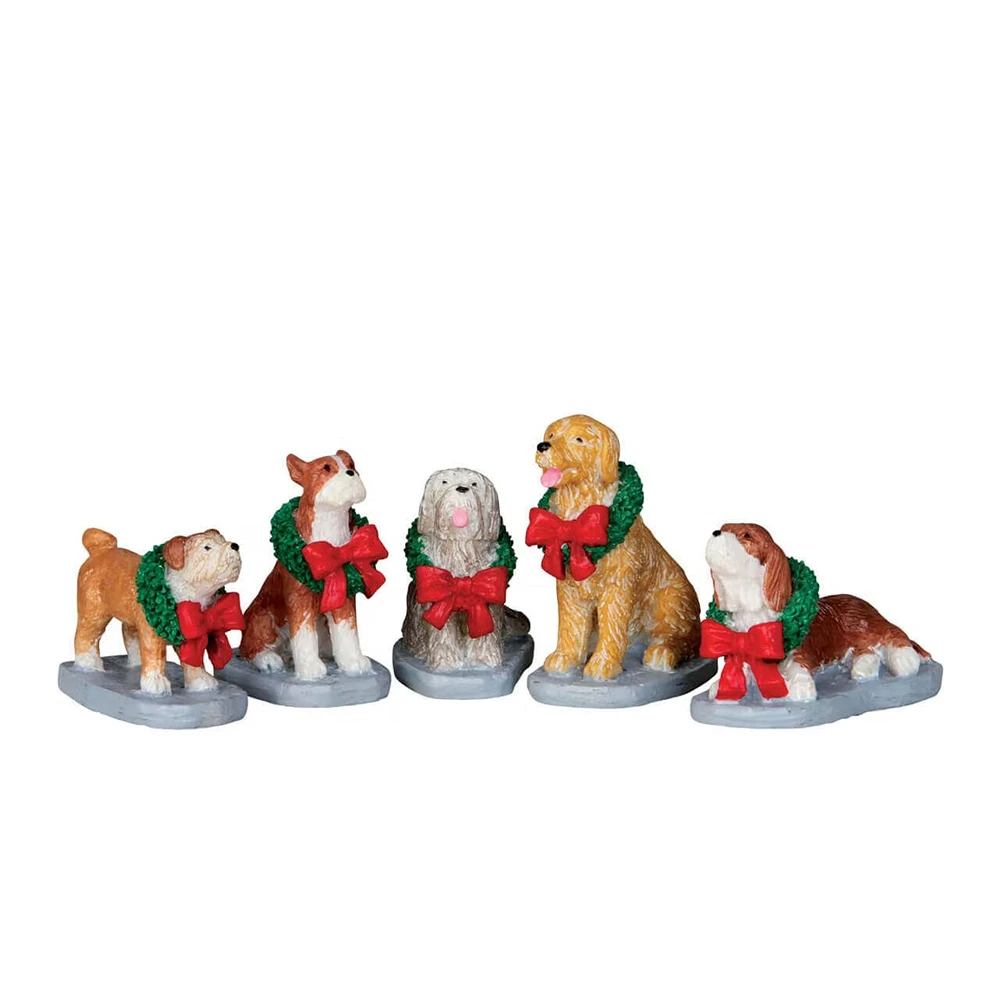 Lemax Christmas Pooch, Set Of 5 - 32138 3 Lemax Christmas Pooch, Set Of 5 - 32138